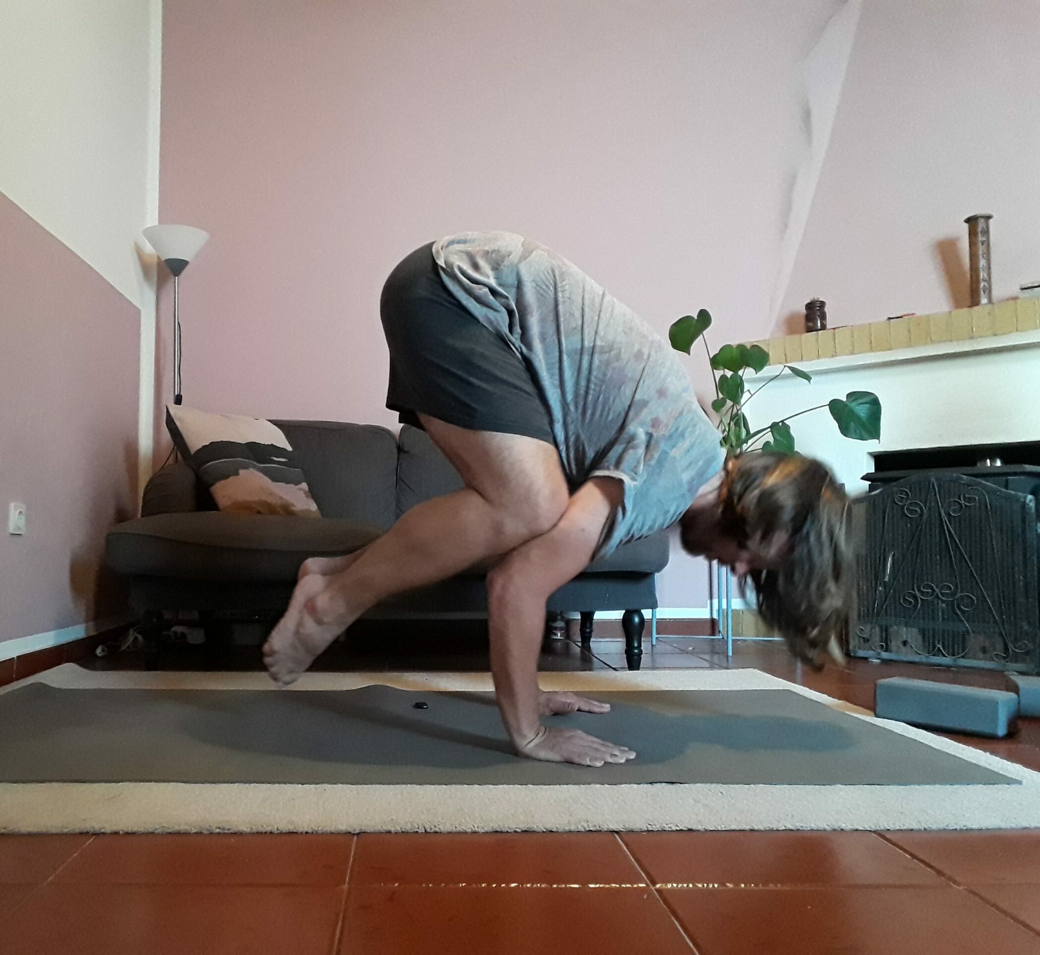 getting into crow pose